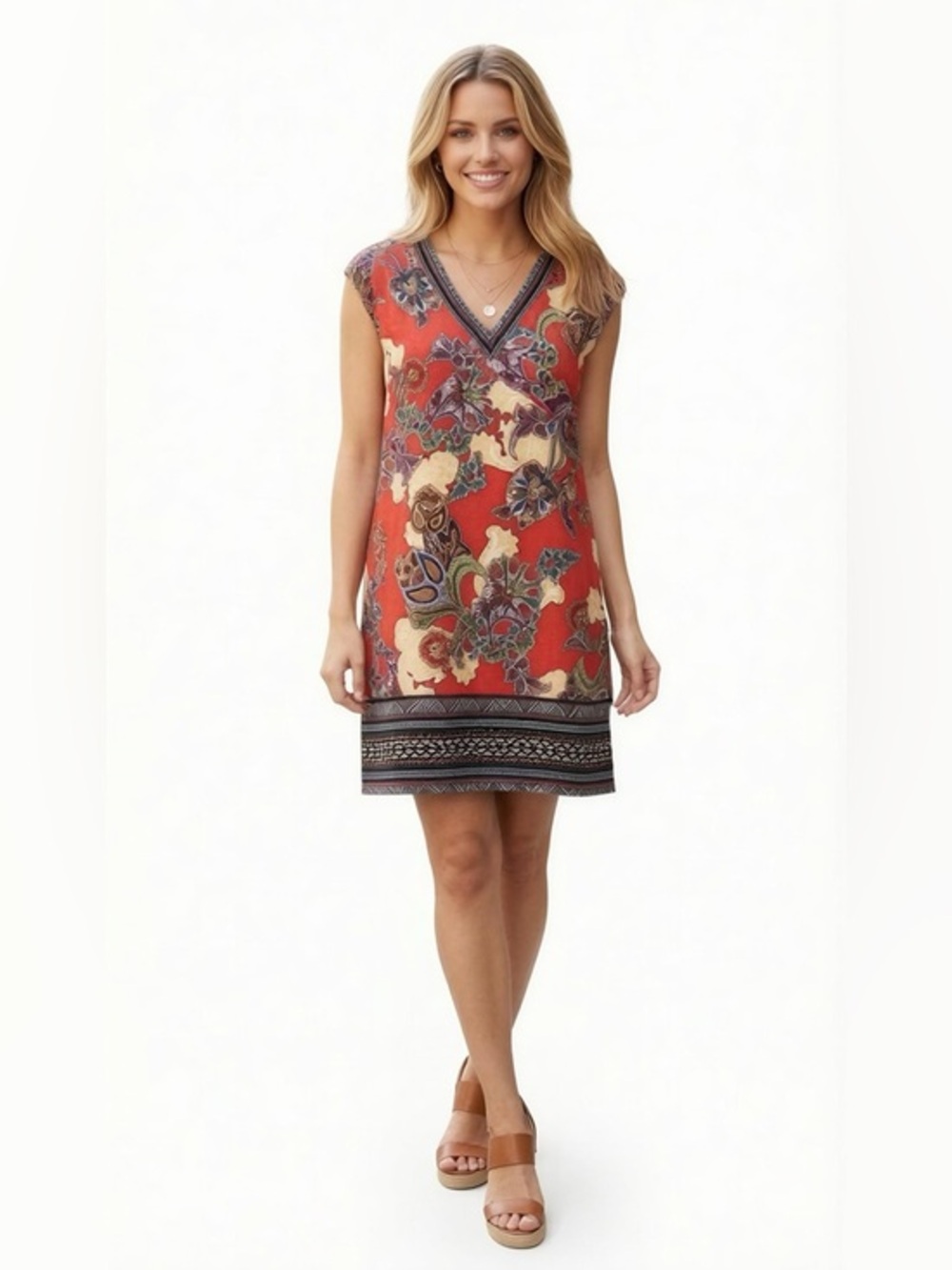 Gibson Latimer Red Sleeveless Túnic Mini Dress